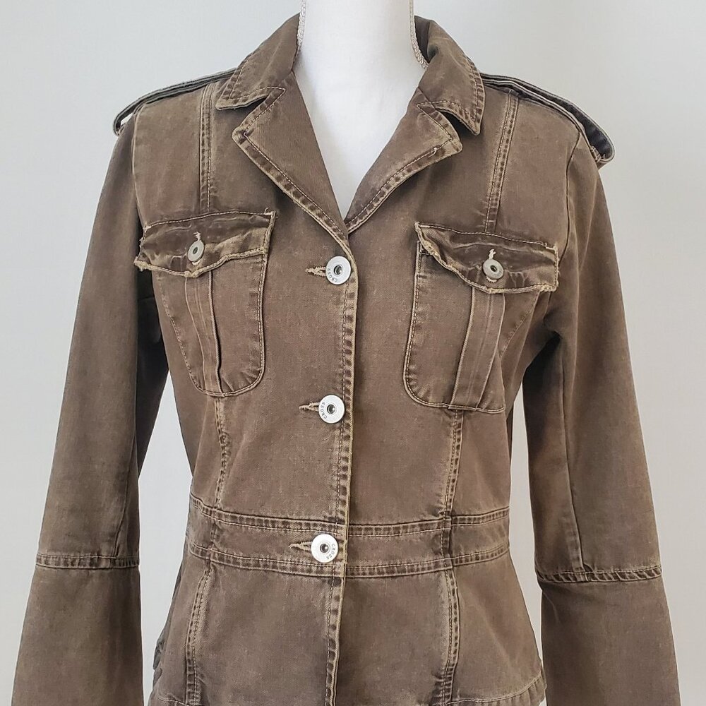 Jeans Jacket women vintage military style khaki green